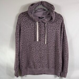 Buffalo David Bitton Light Purple Leopard Print Hoodie‎ Sweatshirt. Womens Large
